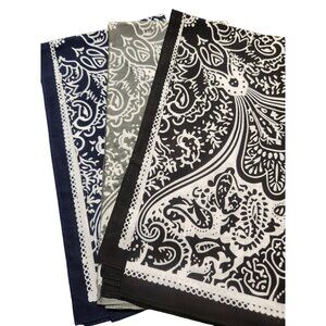 Cotton Bandanas Paisley Print Handkerchiefs 3-Pack Black/Gray/Navy 22" sq Unisex